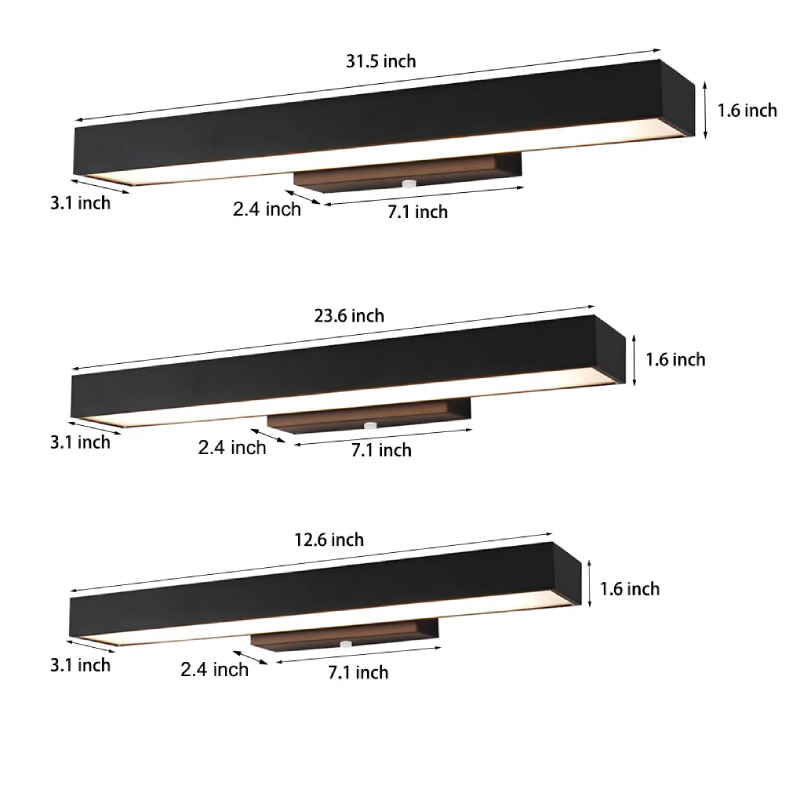 Long Strip Outdoor LED Sconce, Black