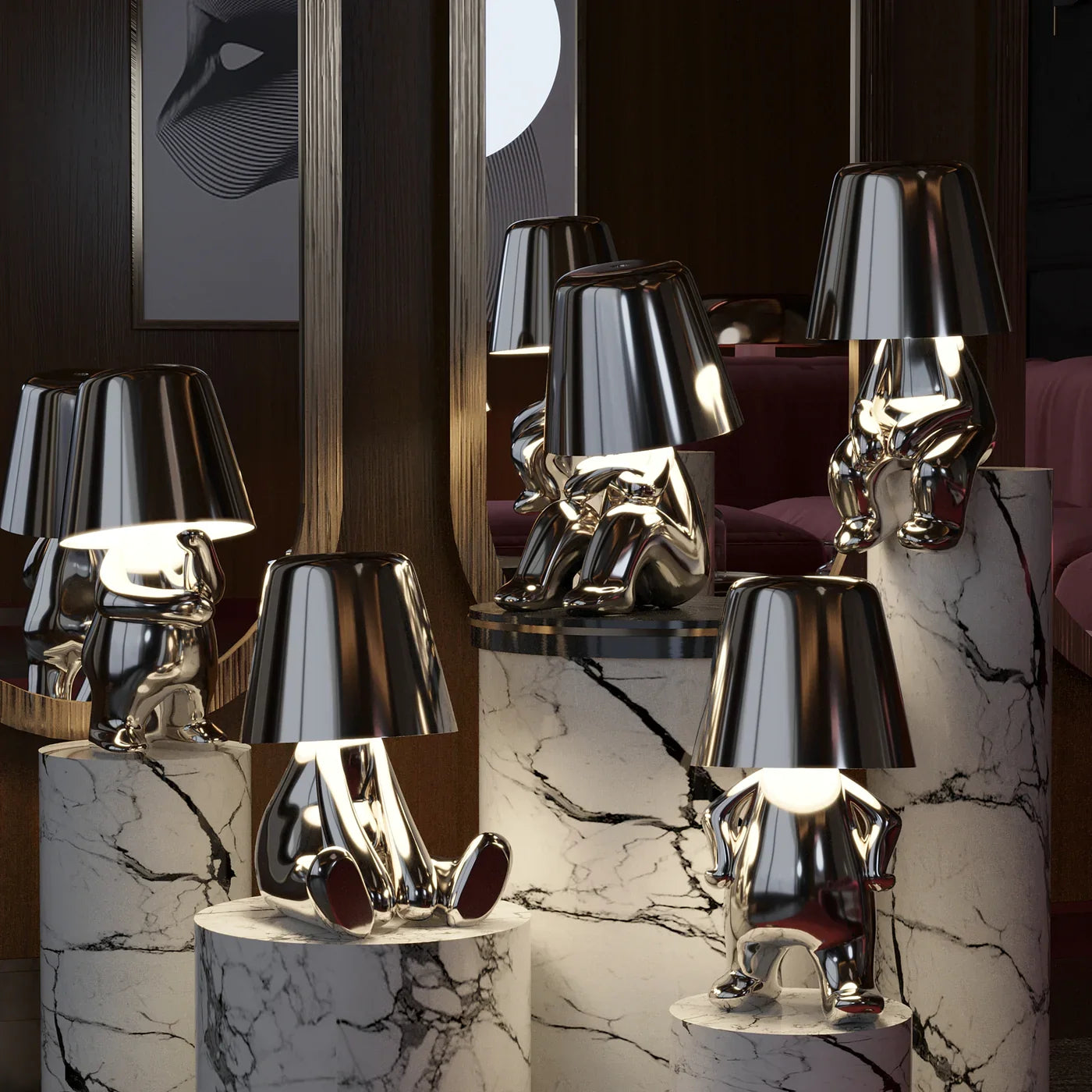 Italian Thinker Brothers Lamp Set