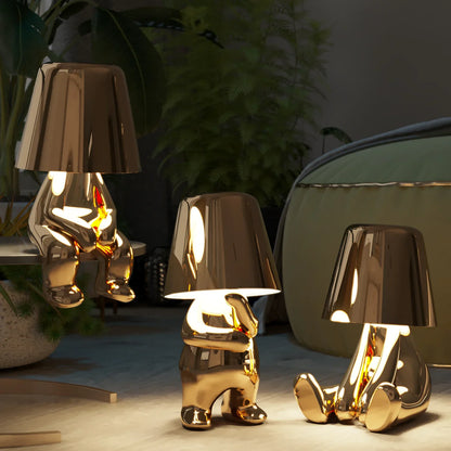 Italian Thinker Brothers Lamp, Gold