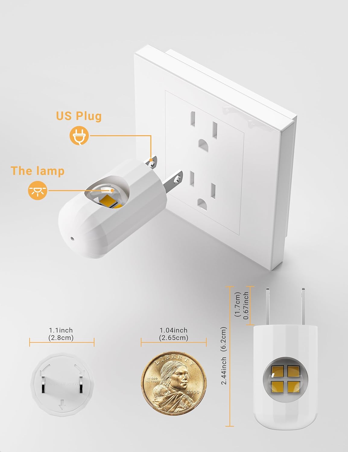 Plug-In LED Night Lights, 2700K