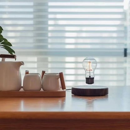 Levitating Lamp with Wooden Base