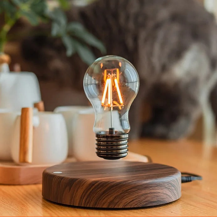 Levitating Lamp with Wooden Base
