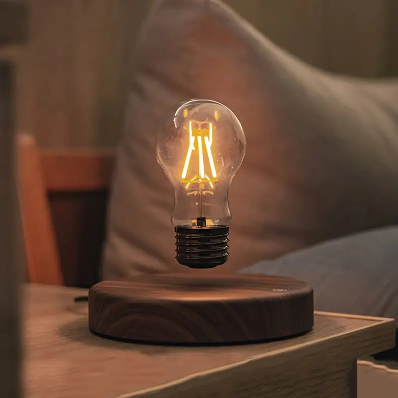 Levitating Lamp with Wooden Base
