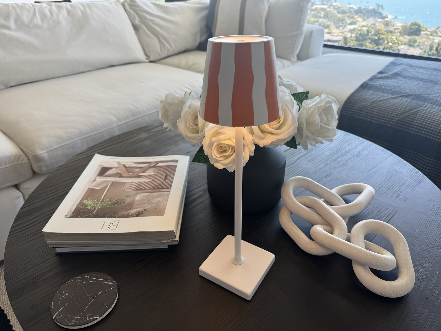 Modern LED Lamp, Patterned Shade