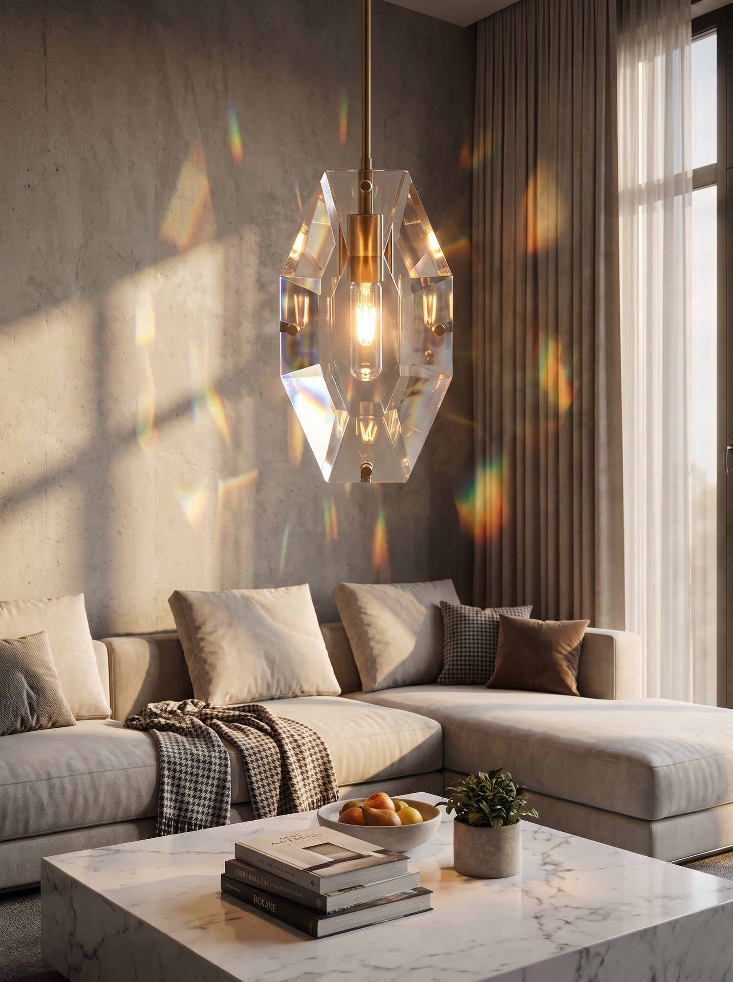 Elegant Faceted Crystal Pendant Light lifestyle 1