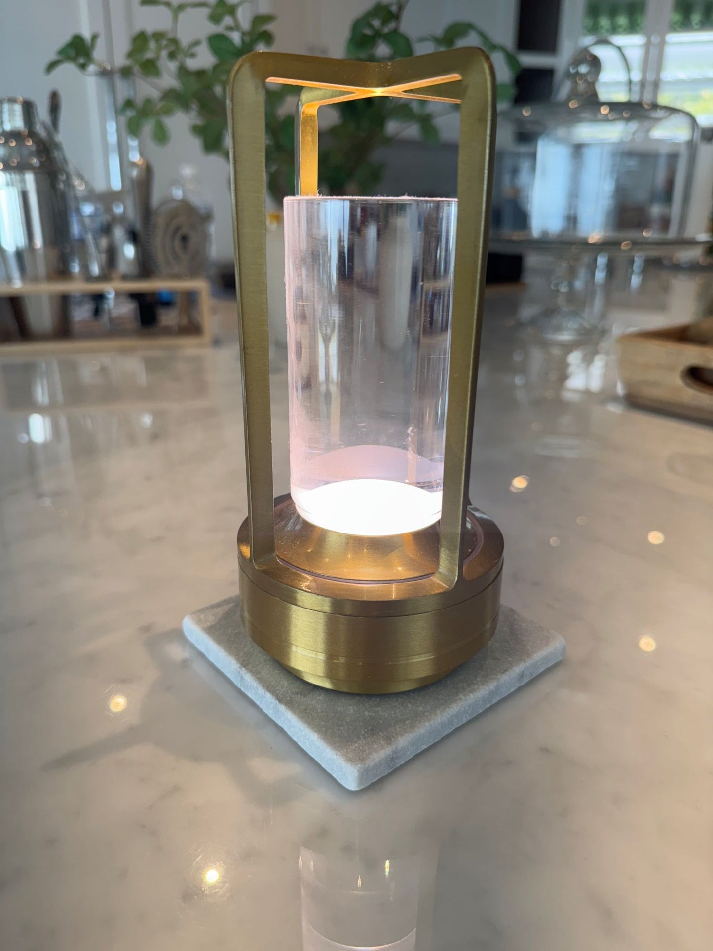 White Marble Lamp and Candle Stand