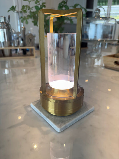 White Marble Lamp and Candle Stand