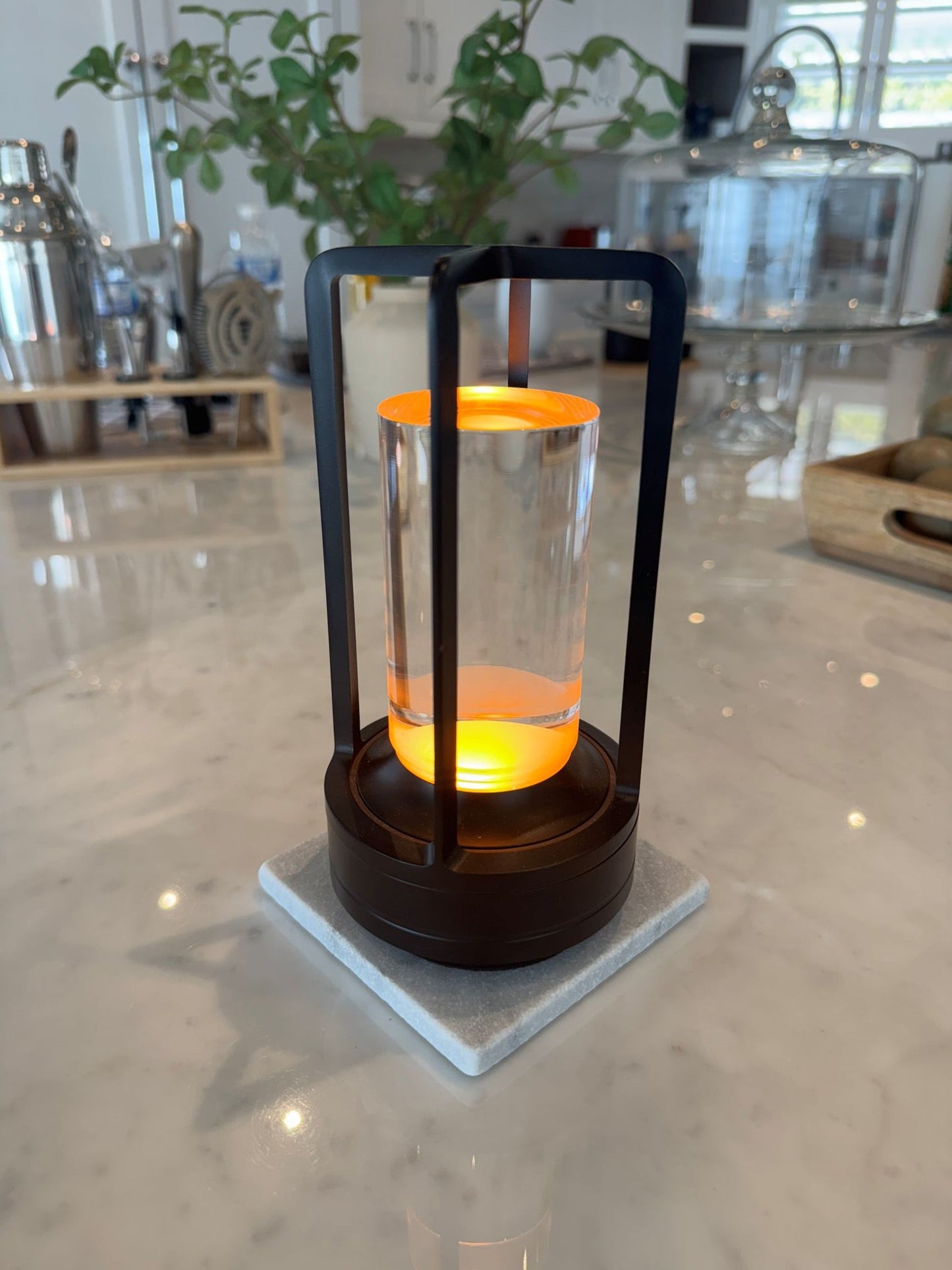 White Marble Lamp and Candle Stand